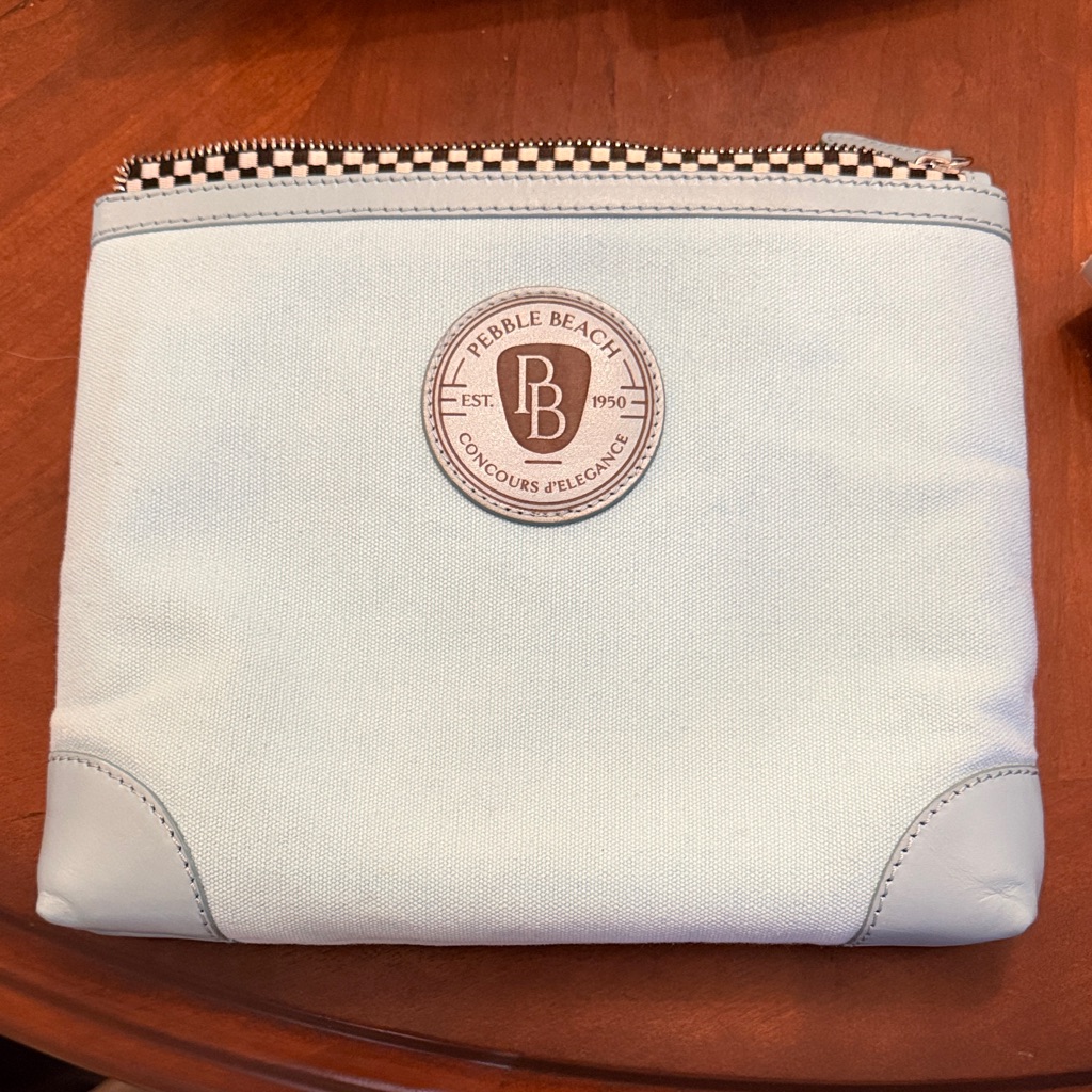 Osprey Pebble Beach Concours Delegapale Blue Canvas Zip Pouch With Checker Trim